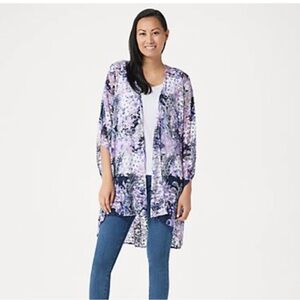 Printed Stretch Lace, Drape Kimono Cardigan